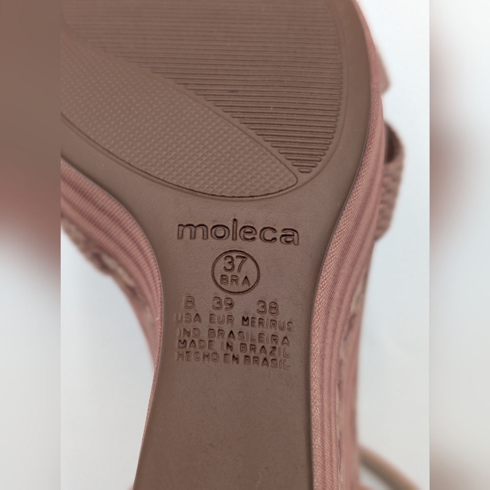 NEW Moleca Wedge Platform Sandals Women Size US 8 /EU 39 Nude/Pink Gold Buckles - Picture 7 of 17